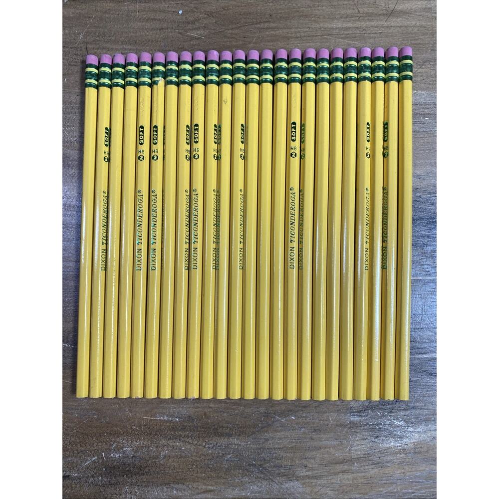 Dixon Ticonderoga #2 HB Soft Pencils 24 Lot New Worlds Best Wood Pencil